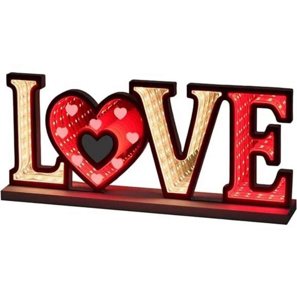 Valentines Day Decor, Love Sign Infinity Mirror Tunnel Light - Picture 7 of 7